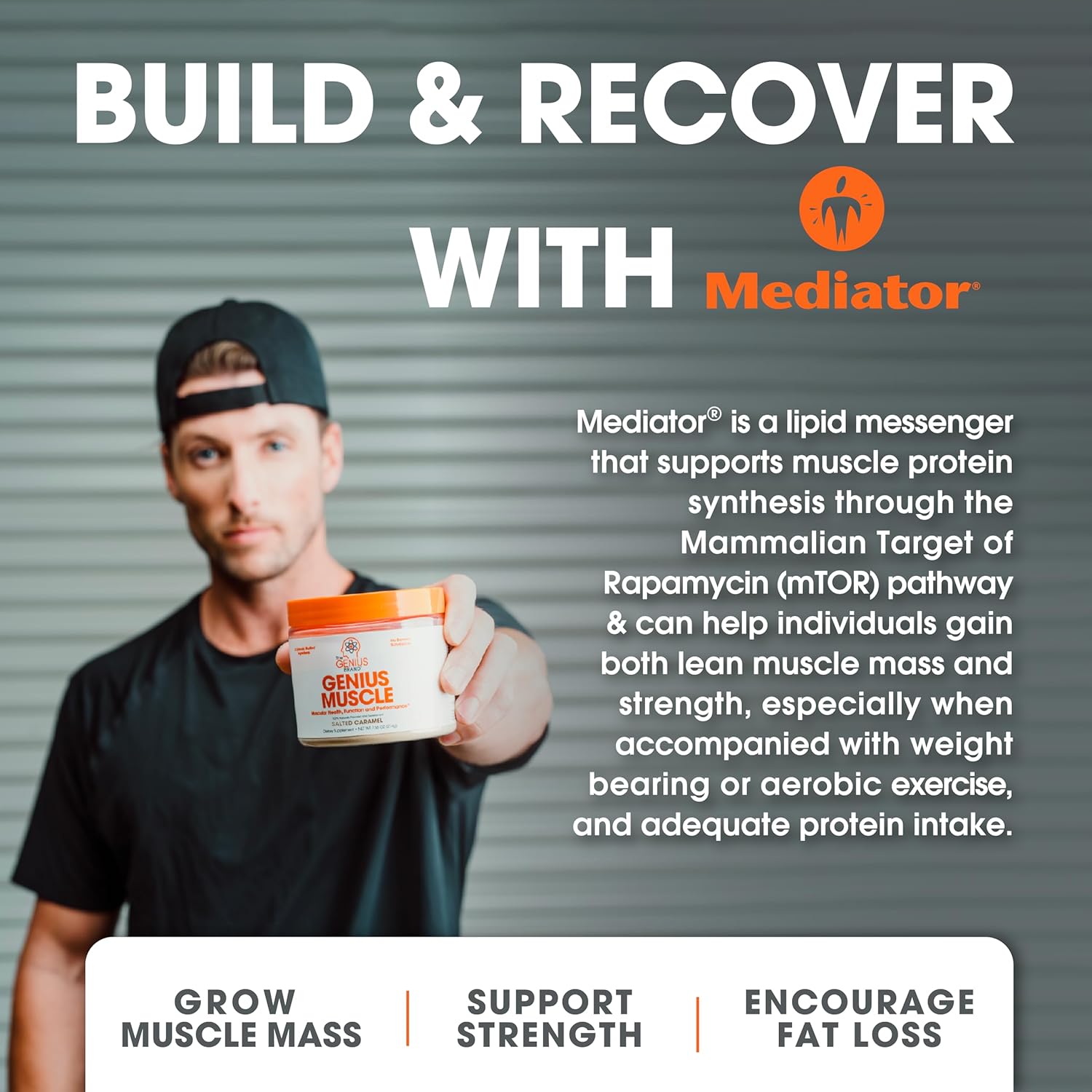 Genius Muscle Builder & Mass Gainer Supplement - Salted Caramel Flavor - Natural & Anabolic - Men & Women Weight Gainer