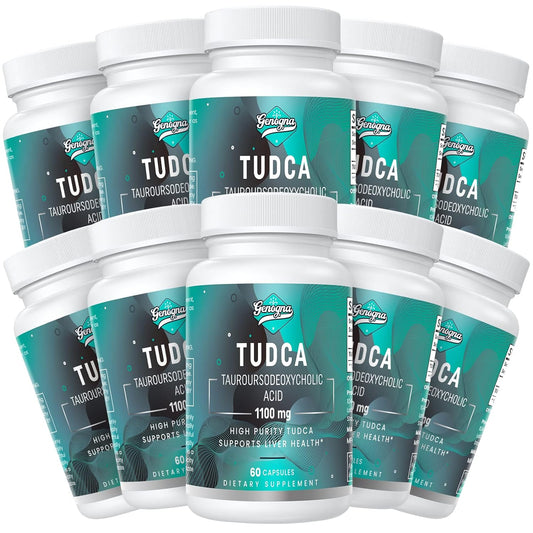 Genogna TUDCA 1100mg Liver Support Supplement - Water-Soluble Bile Salts, Detox Cleanse, Strong Bitter Taste - 600 Vegan Capsules, Non-GMO, Gluten-Free