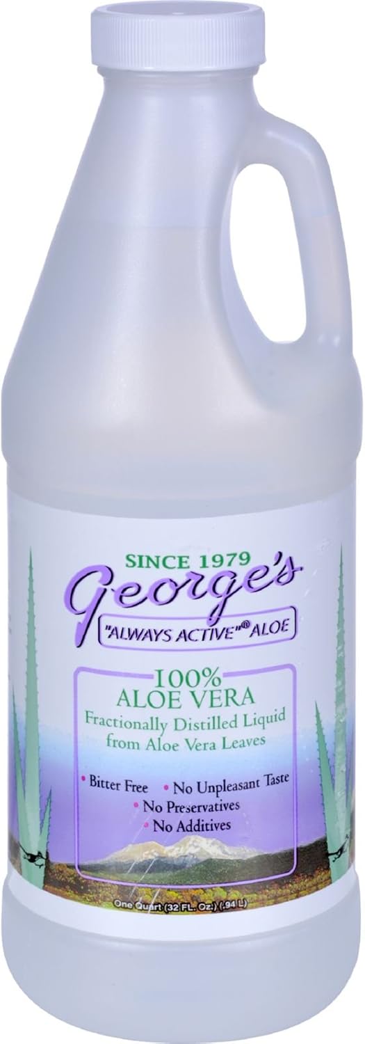 George's Aloe Vera Juice - Bitter-Free, Preservative-Free, 100% Aloe Vera, 32 fl oz (Pack of 4)