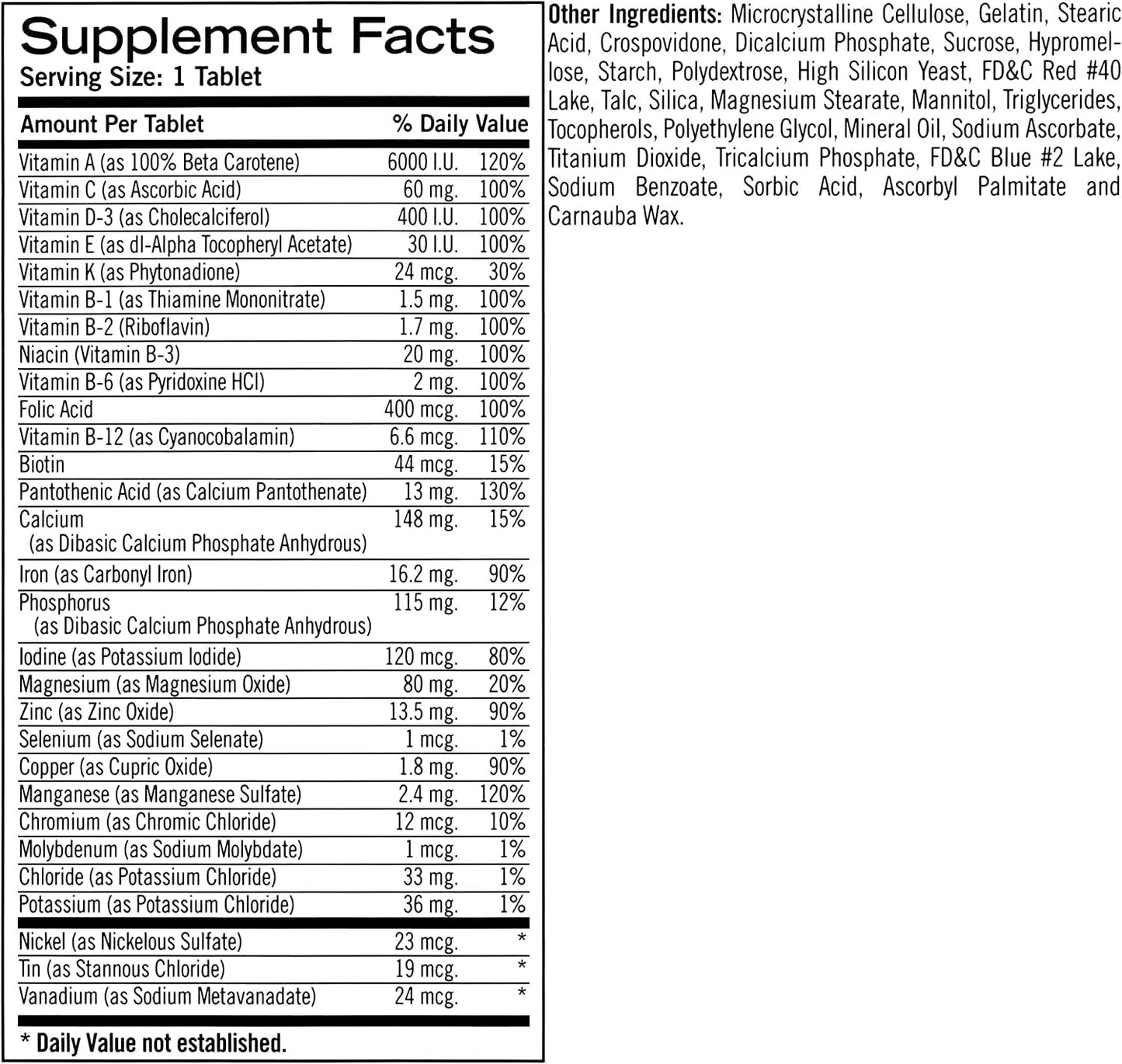 Geritol Complete Tablets - 100 Tablets, Daily Multivitamin & Mineral Supplement