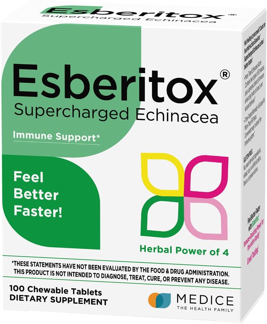 German-Made ESBERITOX Immune Support Herbal Supplements with Wild Indigo Root & Purple Coneflower - 100 Tablets