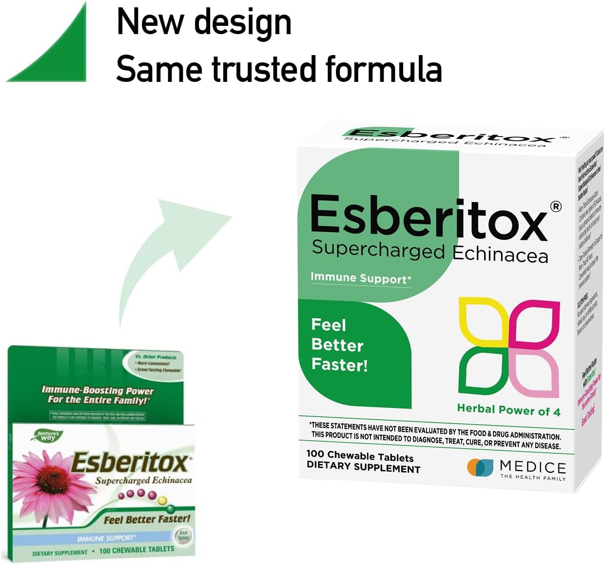 German-Made ESBERITOX Immune Support Herbal Supplements with Wild Indigo Root & Purple Coneflower - 100 Tablets