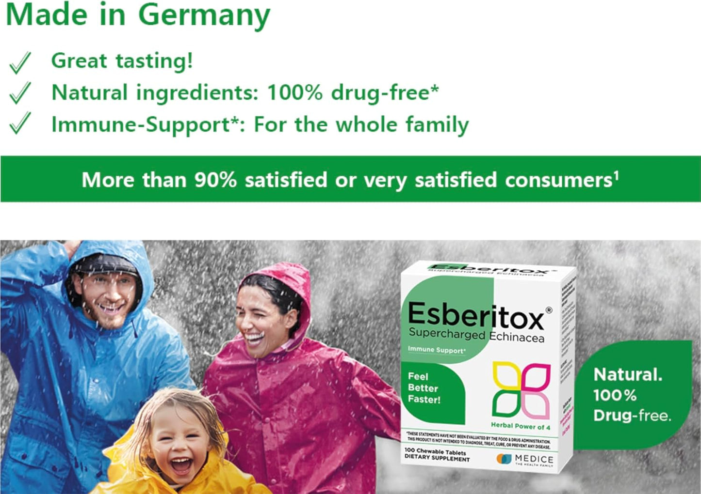 German-Made ESBERITOX Immune Support Herbal Supplements with Wild Indigo Root & Purple Coneflower - 100 Tablets