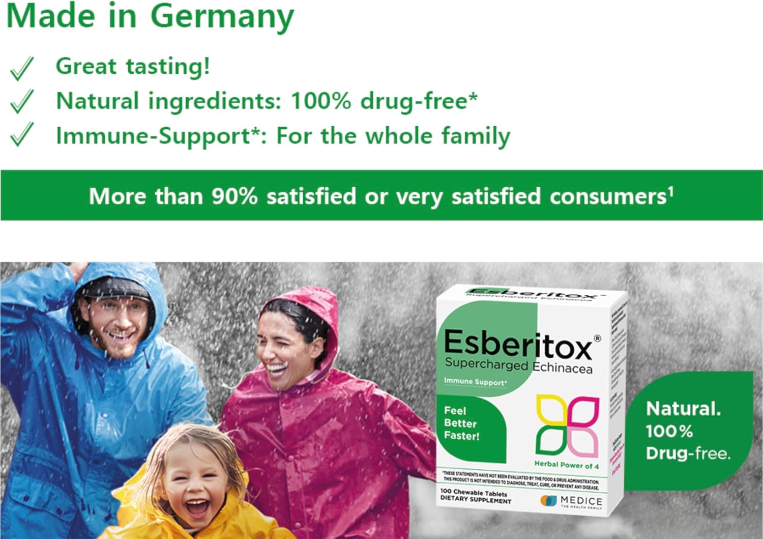 German-Made ESBERITOX Immune Support Herbal Supplements with Wild Indigo Root & Purple Coneflower - 100 Tablets