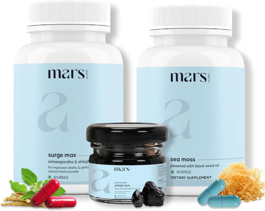 GHC Performance Plus Combo: Mars Surge Max Caps, Pure Himalayan Shilajit Resin, Black Seed & Sea Moss Caps