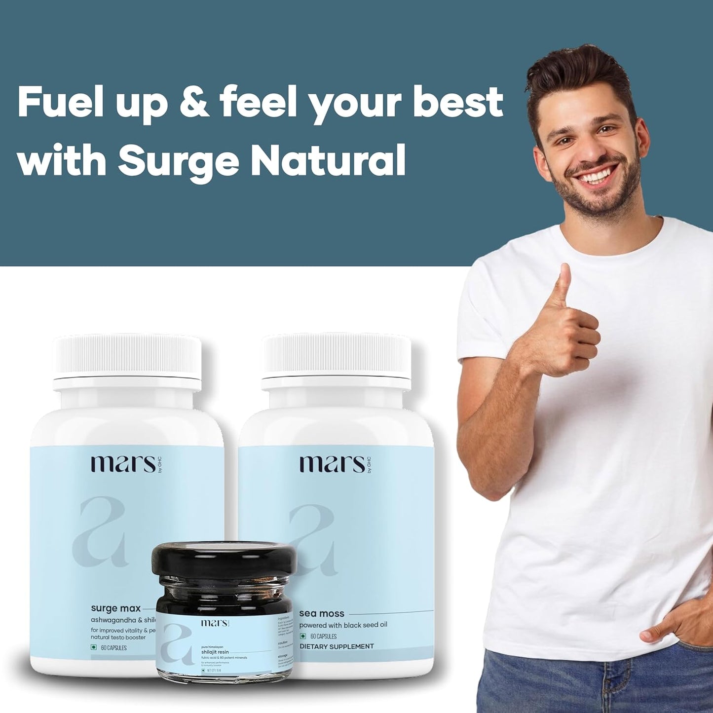 GHC Performance Plus Combo: Mars Surge Max Caps, Pure Himalayan Shilajit Resin, Black Seed & Sea Moss Caps