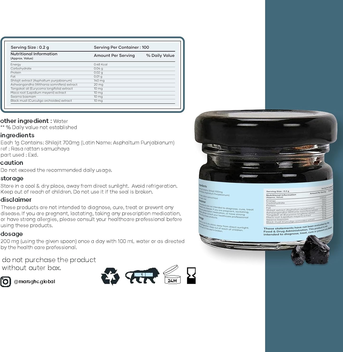 GHC Pure Himalayan Shilajit Resin (180g) Pack - Organic Sourced Shilajit from The Himalayas with Trace Minerals - Good Health Company