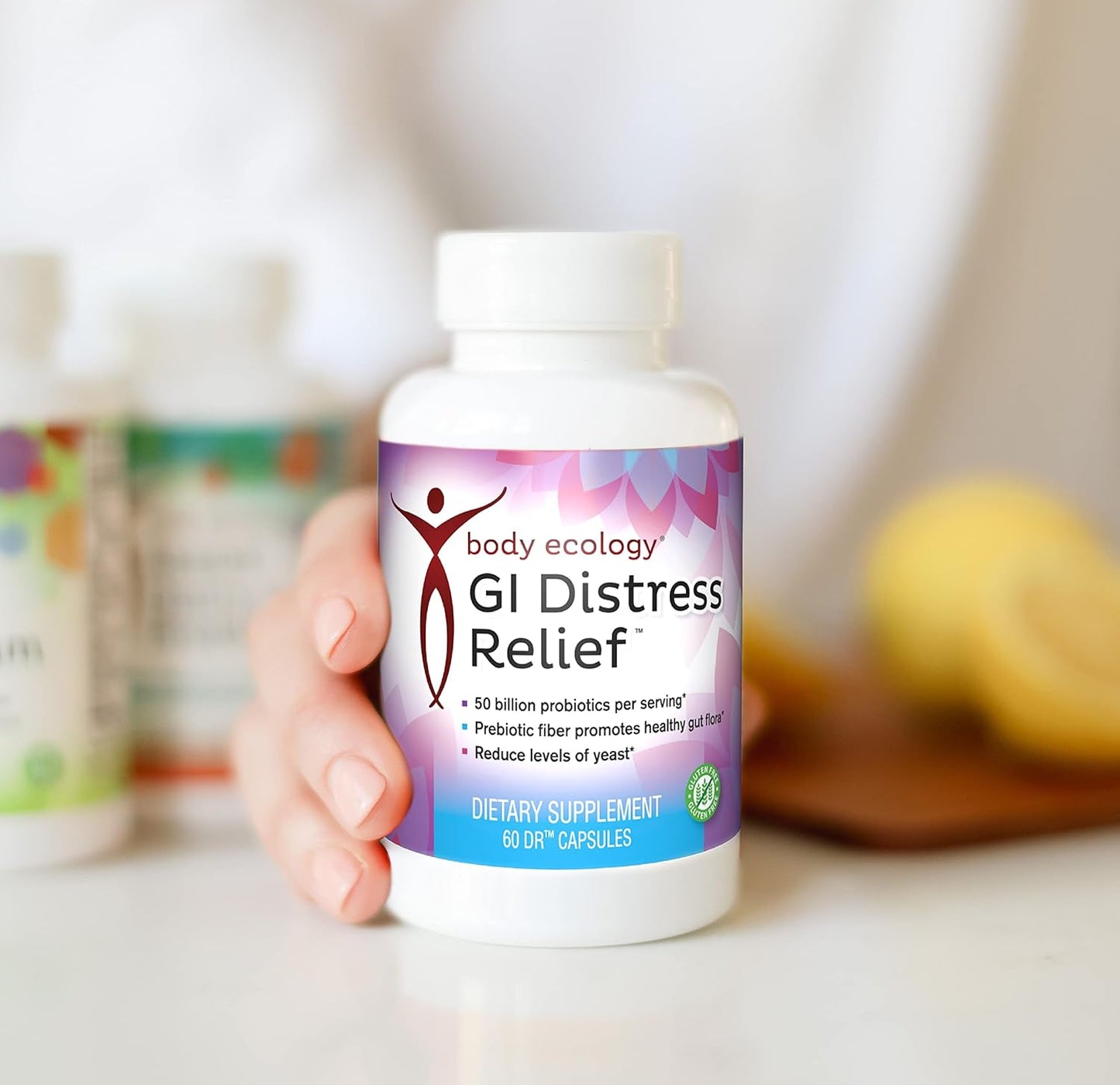 GI Distress Relief Probiotics Supplement - Gut Support - Non-GMO - 60 Capsules