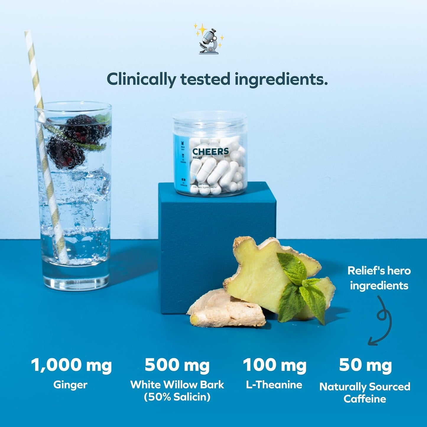 Ginger and White Willow Bark Hangover Relief Supplement | Next-Day Recovery Aid | 36 Doses | L-Theanine, Caffeine | Feel Better Post-Drinking