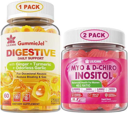 Ginger Chews and Inositol Gummies Bundle - Ideal 40:1 Ratio for Myo & D-Chiro Inositol - LILICARE