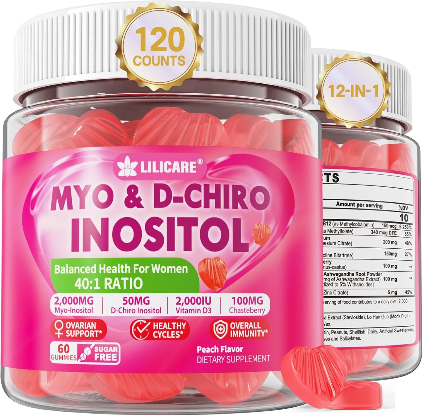 Ginger Chews and Inositol Gummies Bundle - Ideal 40:1 Ratio for Myo & D-Chiro Inositol - LILICARE