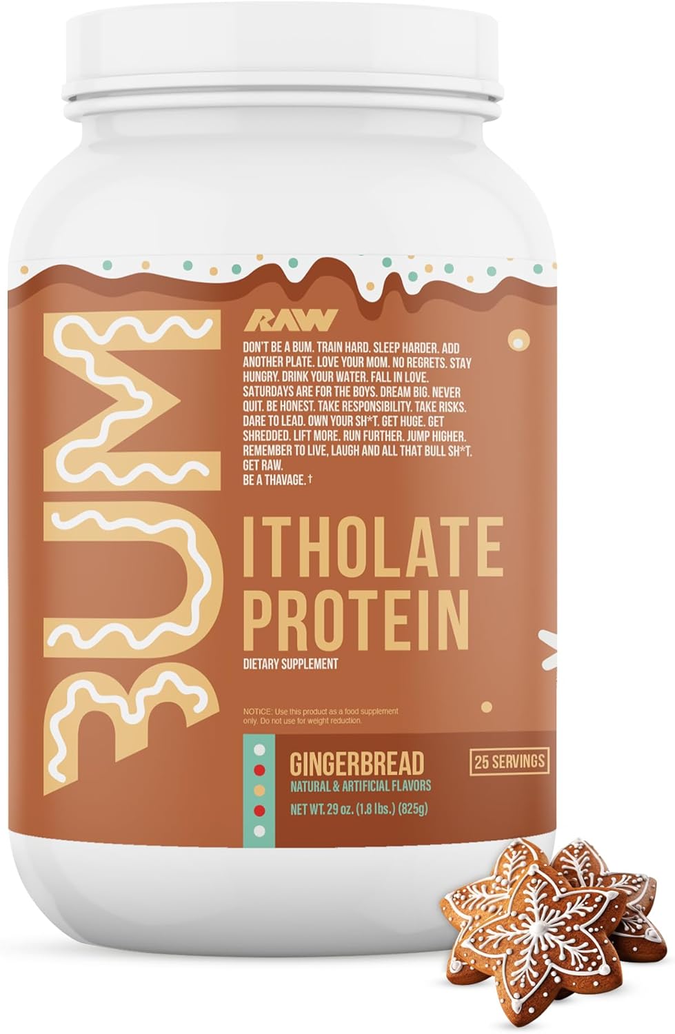 Gingerbread Whey Isolate Protein Powder - Grass-Fed Sports Nutrition for Muscle Growth & Recovery - Low-Fat, Low Carb, 25 Servings