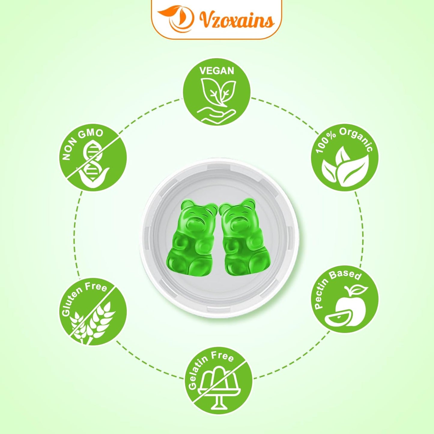 Ginkgo Biloba Gummies with Ginseng, Magnesium - Brain Focus, Energy, Mood, Memory - 60 Count