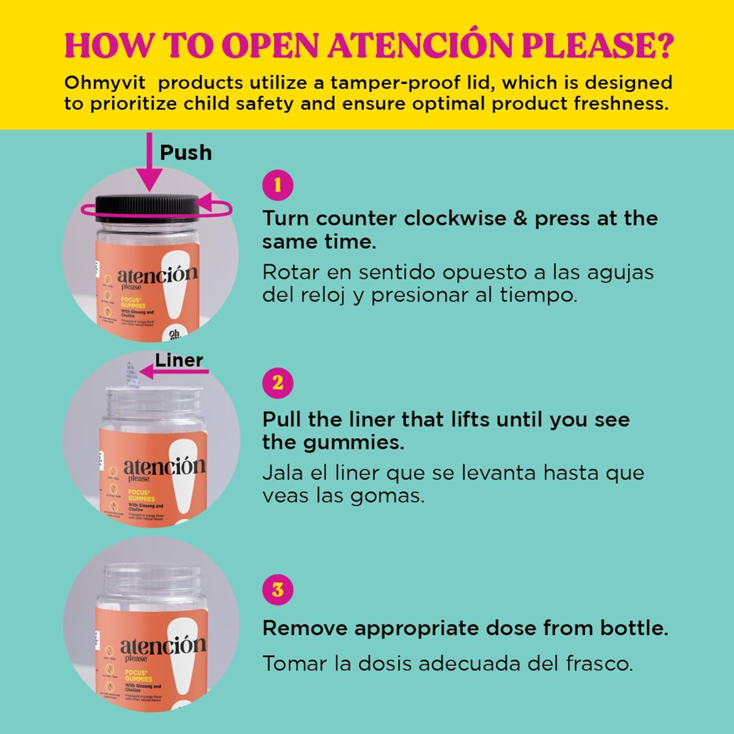 Ginseng and Choline Gummy Supplement for Energy and Focus, Pineapple Orange Flavor, 60 Count for Men and Women