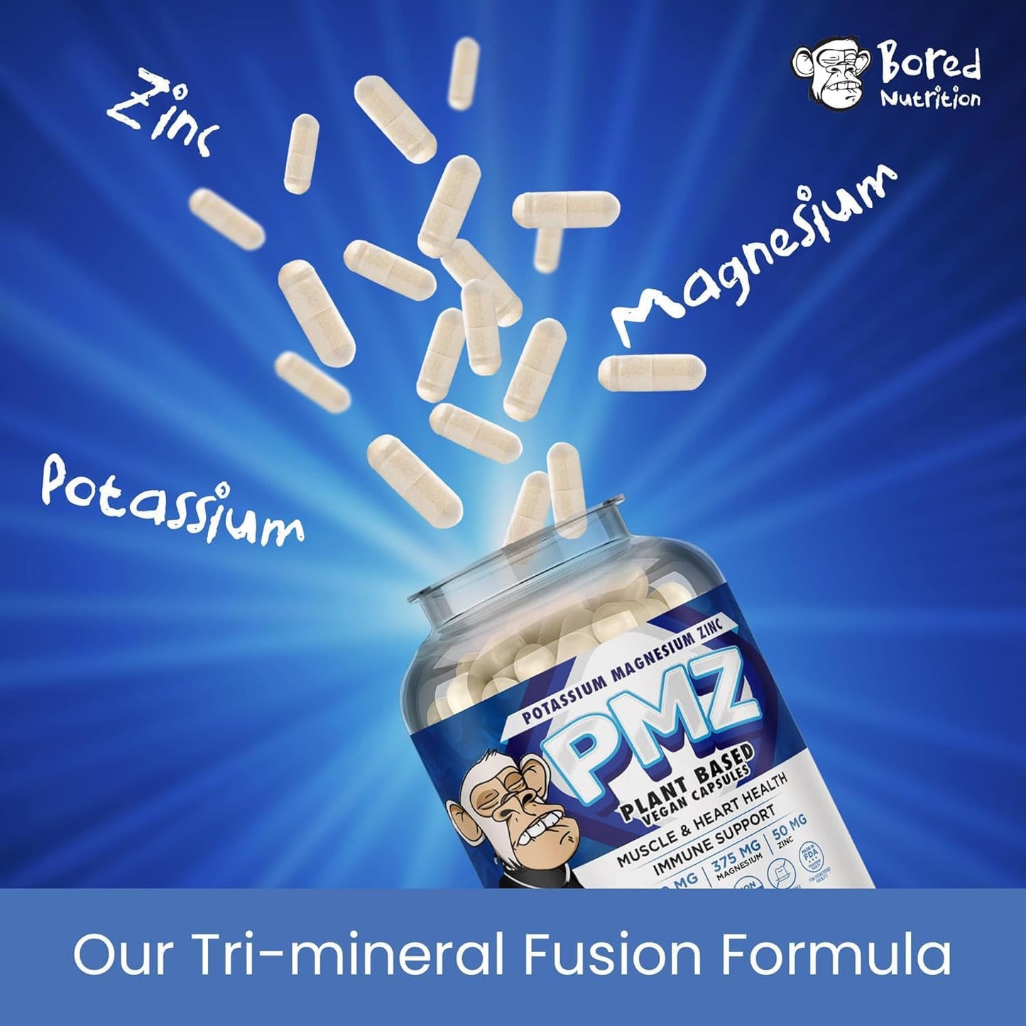 GINSPIRE NUTRITION Tri-Mineral Fusion Capsules - Potassium Magnesium Zinc Blend for Heart Health - Vegan Formula for Vascular & Muscle Support, 90 Capsules