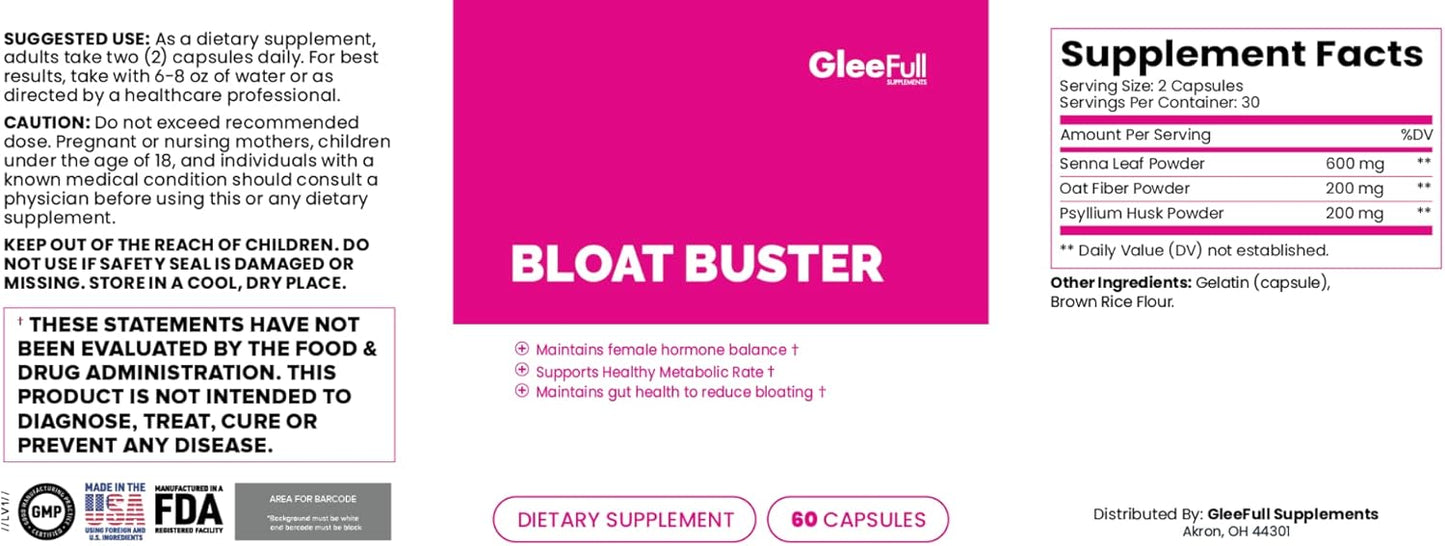 GleeFull Supplements Bloat Buster: Relief for Women's Bloating - Digestive Enzymes (3 Pack)