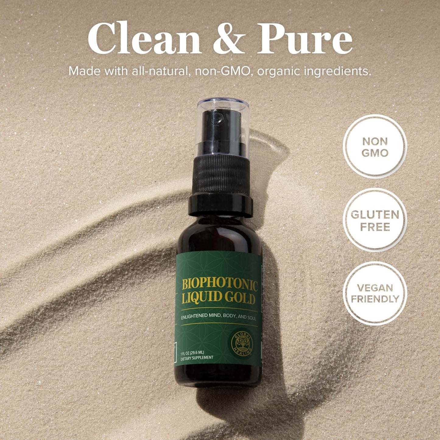 Global Healing Center Biophotonic Liquid Gold Supplement Spray - 1 Fl Oz - Enhance Your Health Today