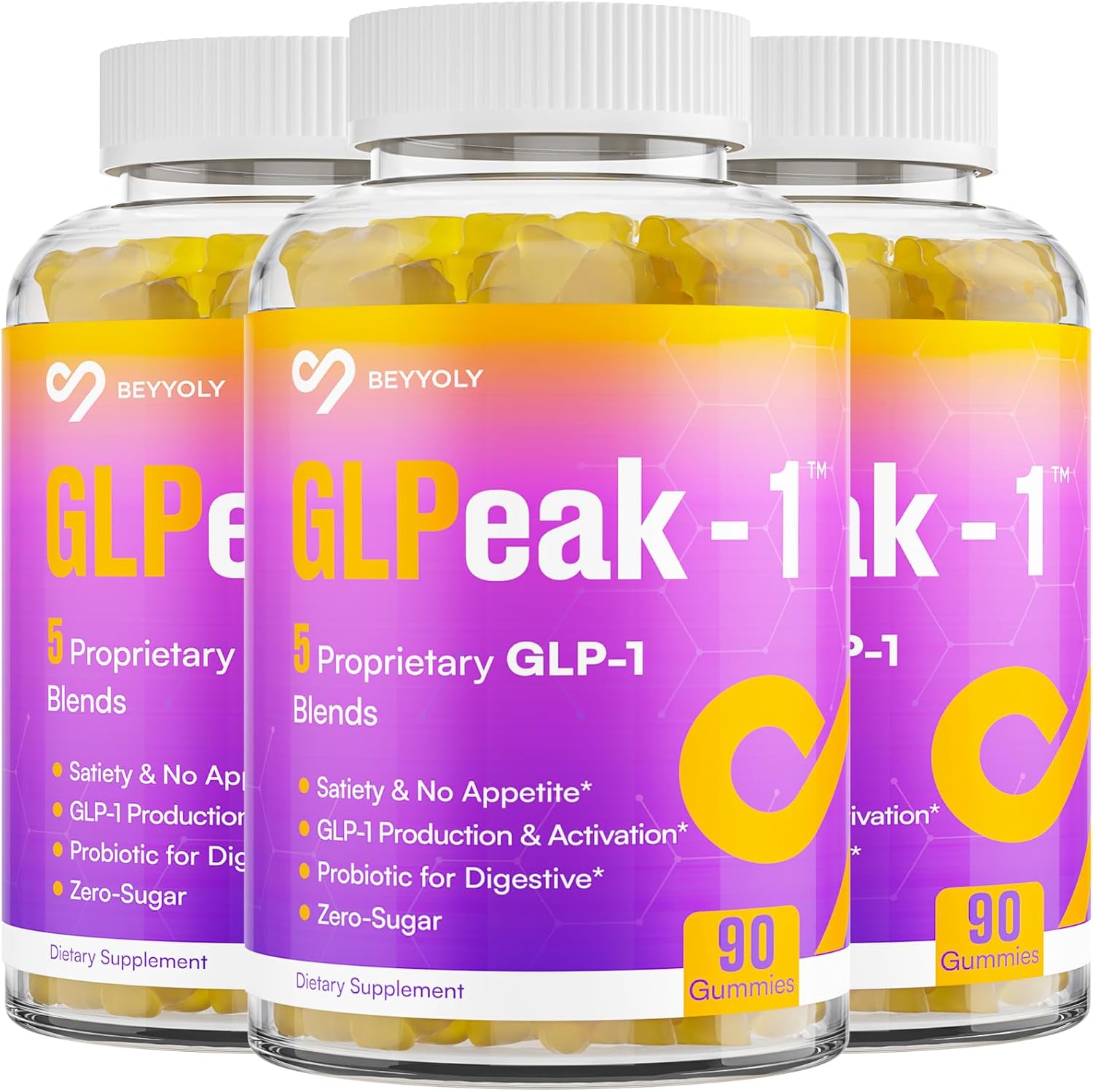 GLP-1 Probiotic Gummies with Berberine & Fiber Support - Yuzu Flavor, Zero-Sugar - 270 Count