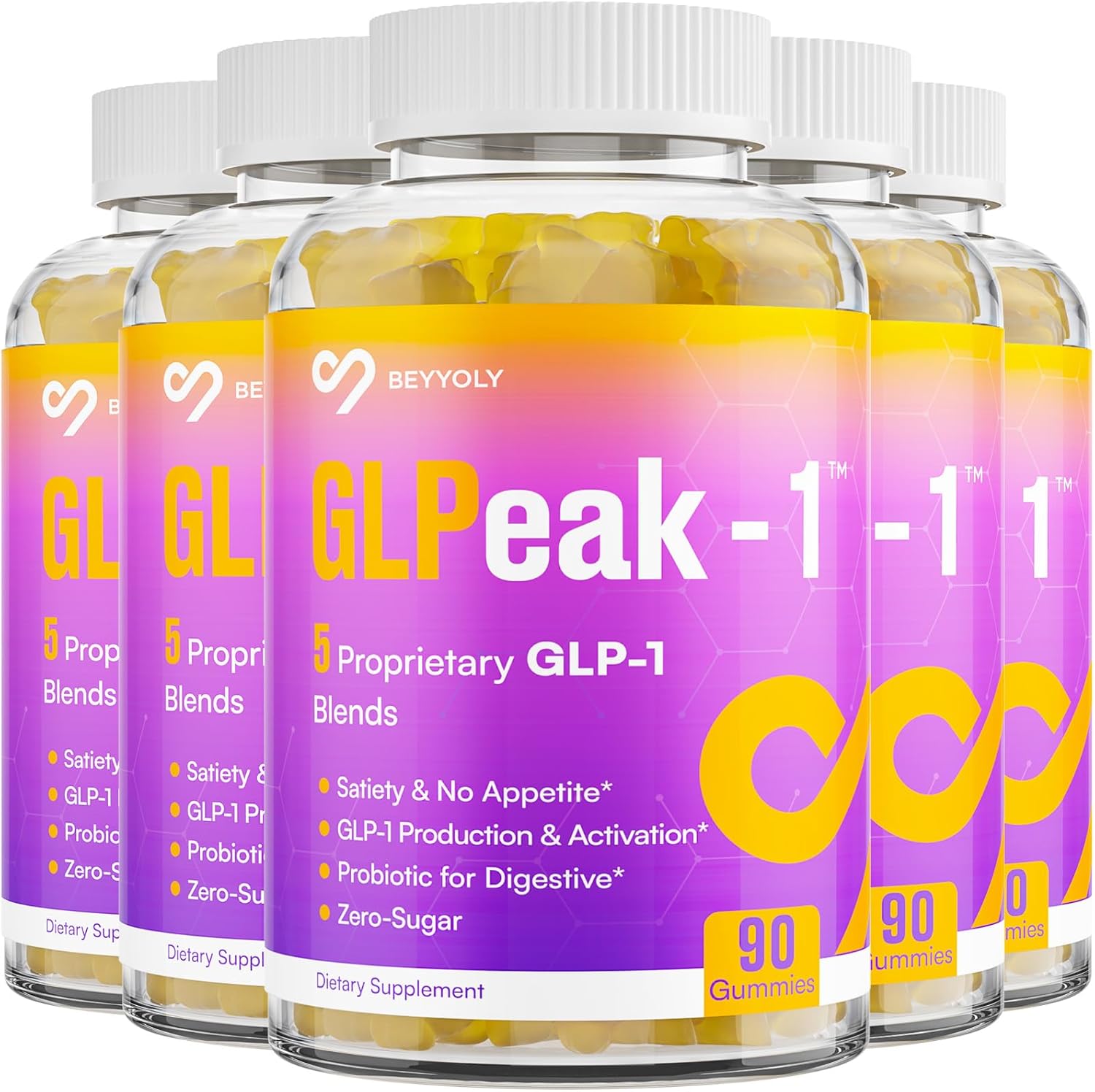 GLP-1 Supplement Gummies with Probiotics, Berberine, and Fiber - 450 Count, Yuzu Flavor, Sugar-Free for Women & Men