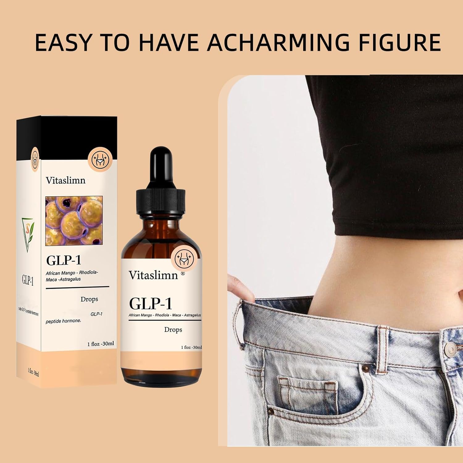 GLP-1 Weight Loss Liquid Drops - Appetite Suppressant - 1 Bottle