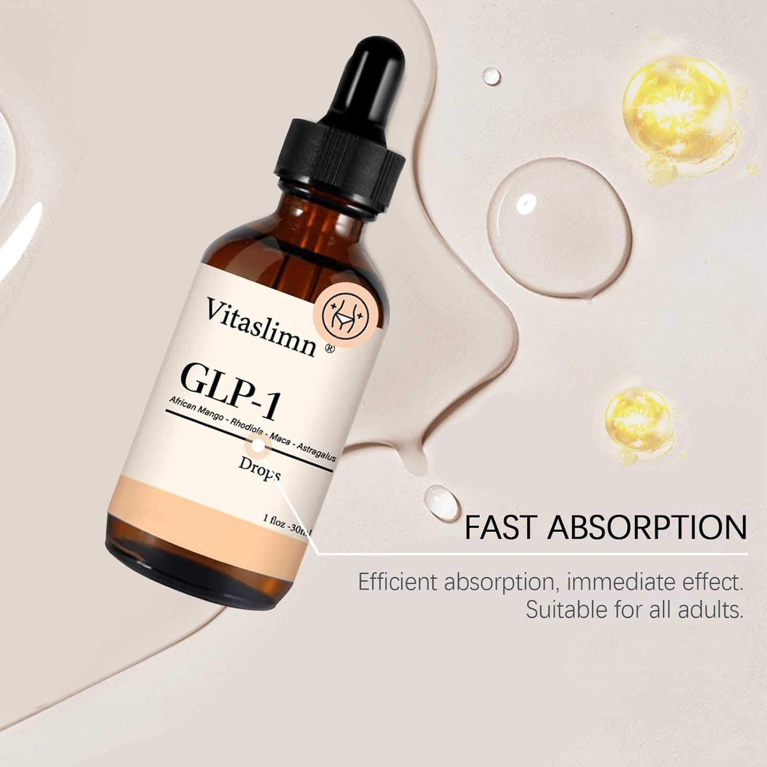 GLP-1 Weight Loss Liquid Drops - Appetite Suppressant - 1 Bottle