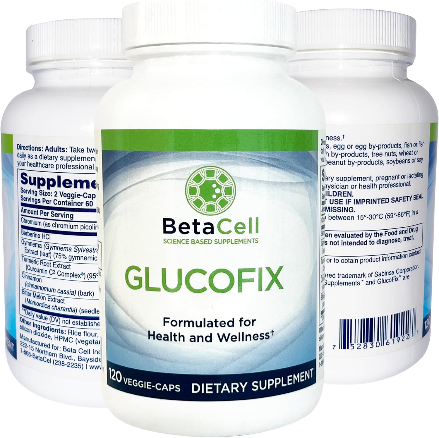 Glucofix Herbal Supplement with Berberine, Cinnamon, Gymnema - 120 Capsules