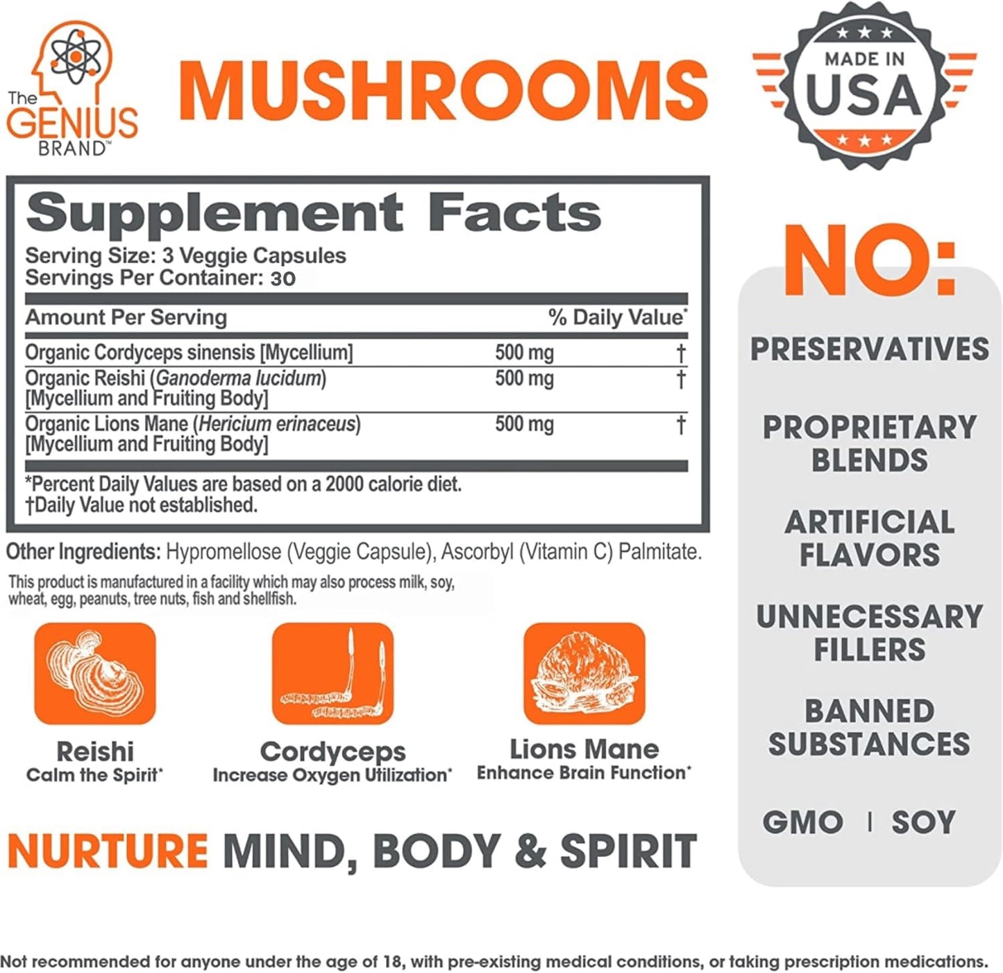 Glucomannan Fiber Capsules and Mushroom Supplement Bundle for Digestive Health and Energy Boost
