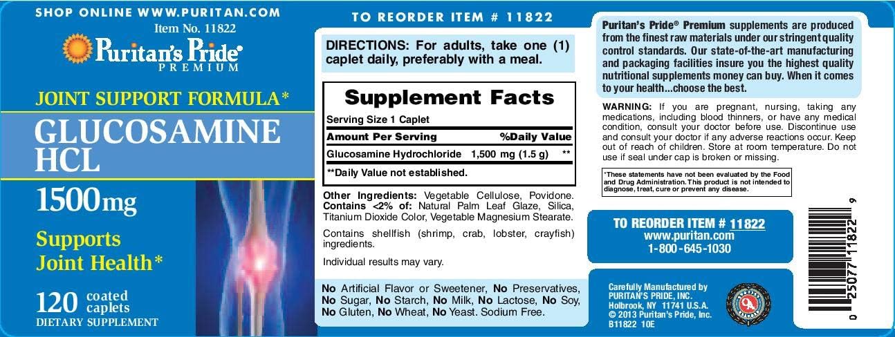 Glucosamine 1500 mg Caplets from Puritan's Pride - 120 Count