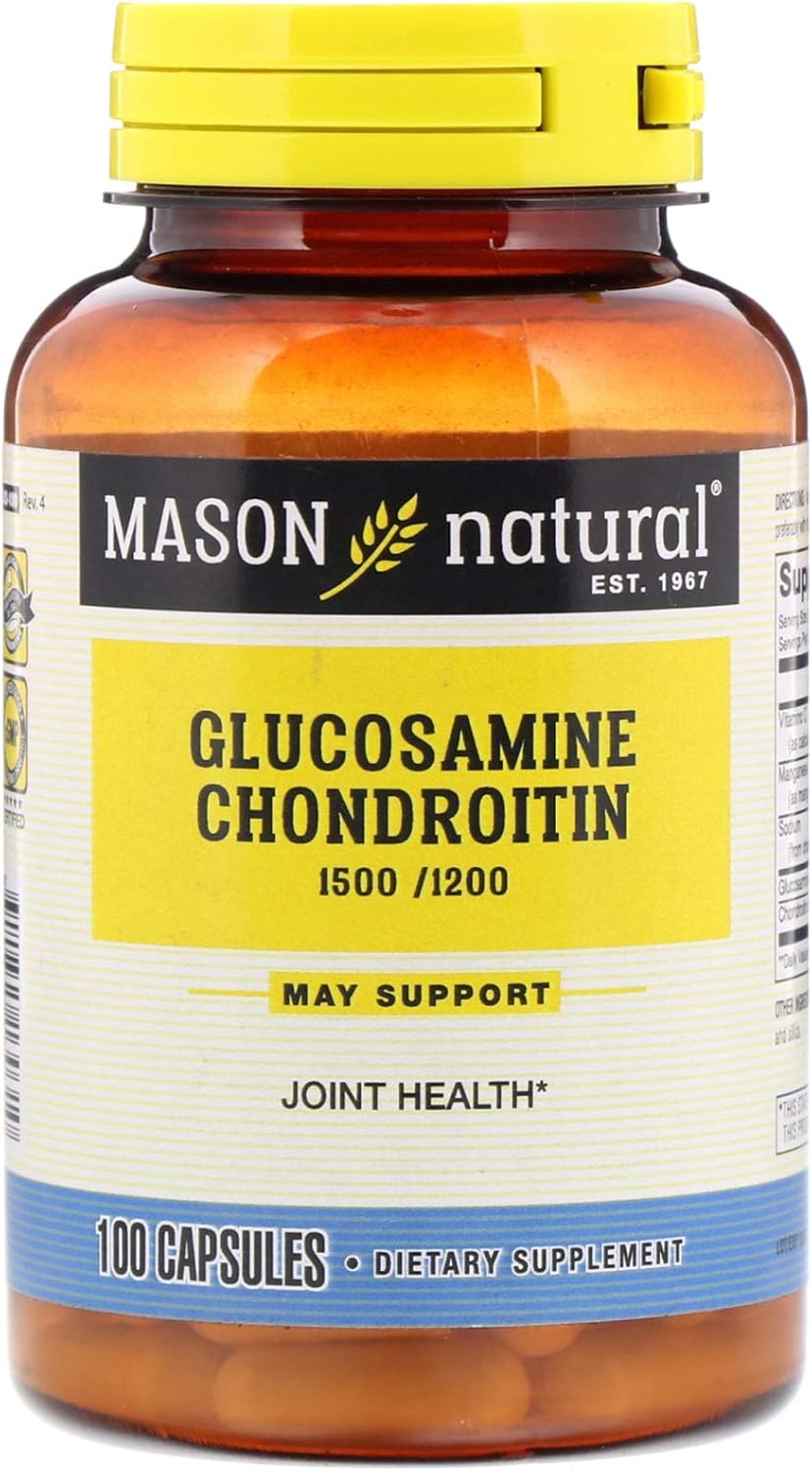 Glucosamine and Chondroitin Capsules - 100 Count, Maximum Strength 1500 mg by Mason Natural