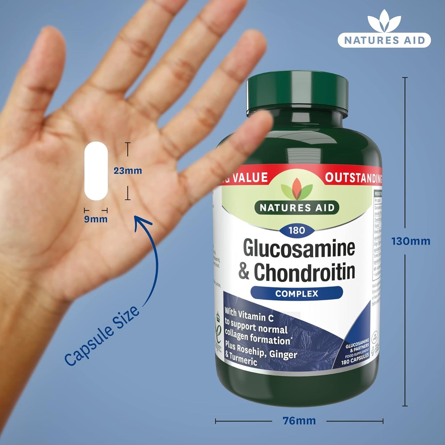 Glucosamine and Chondroitin Complex by Natures Aid - Joint Support Supplement for Mobility and Flexibility