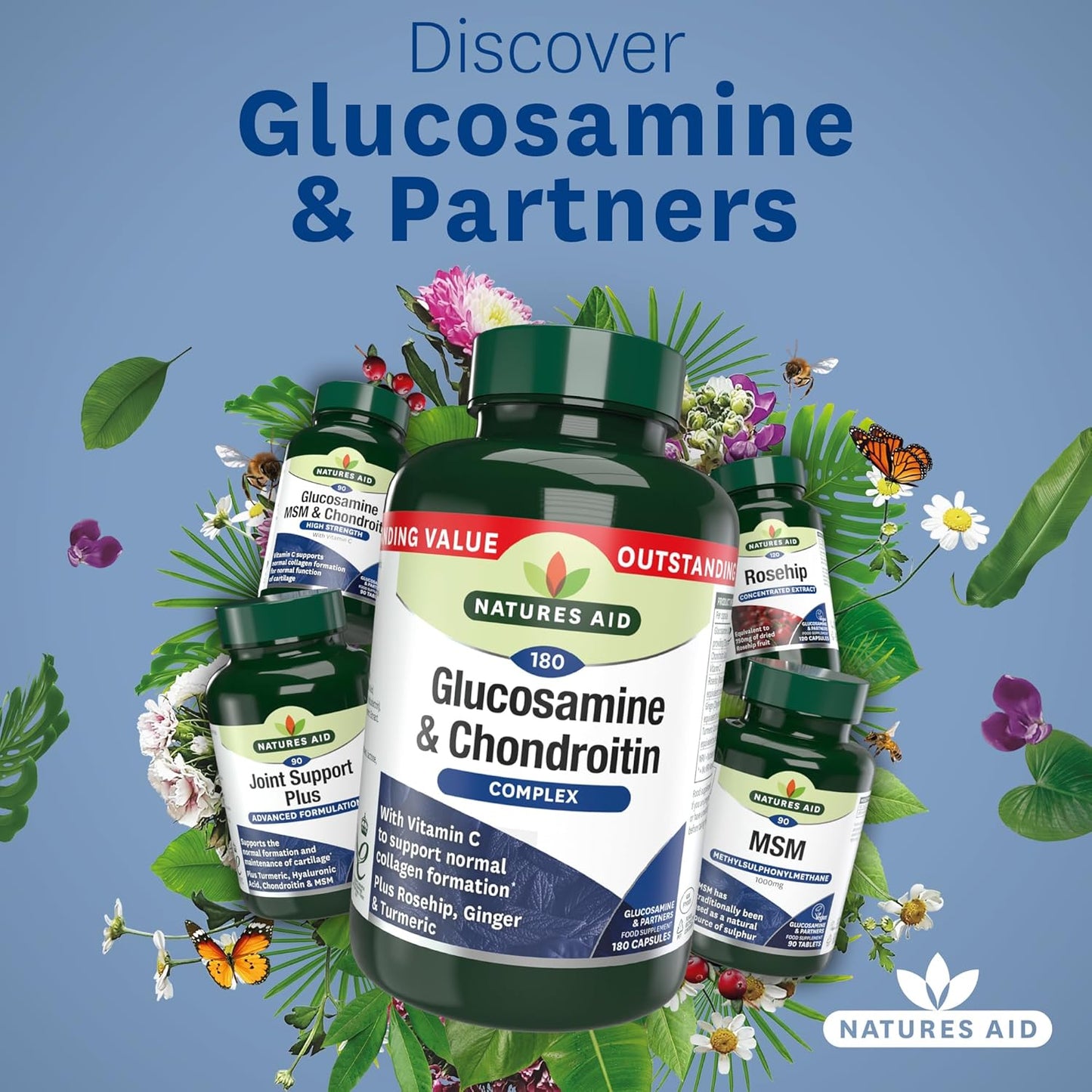 Glucosamine and Chondroitin Complex by Natures Aid - Joint Support Supplement for Mobility and Flexibility
