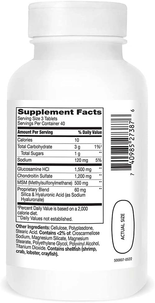 Glucosamine and Chondroitin Plus Tablets for Joint Health, 120 Count