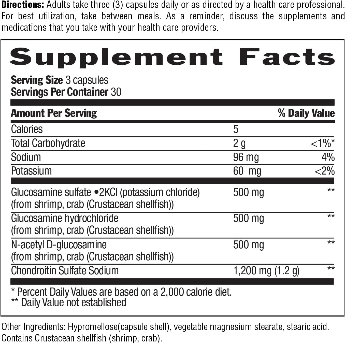Glucosamine Chondroitin 1500mg/1200mg Capsules for Joint Health - Supports Cartilage and Tendon Health - Gluten Free, Non-GMO - 90 Capsules for Adults