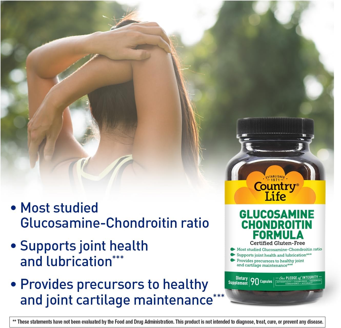Glucosamine Chondroitin 1500mg/1200mg Capsules for Joint Health - Supports Cartilage and Tendon Health - Gluten Free, Non-GMO - 90 Capsules for Adults