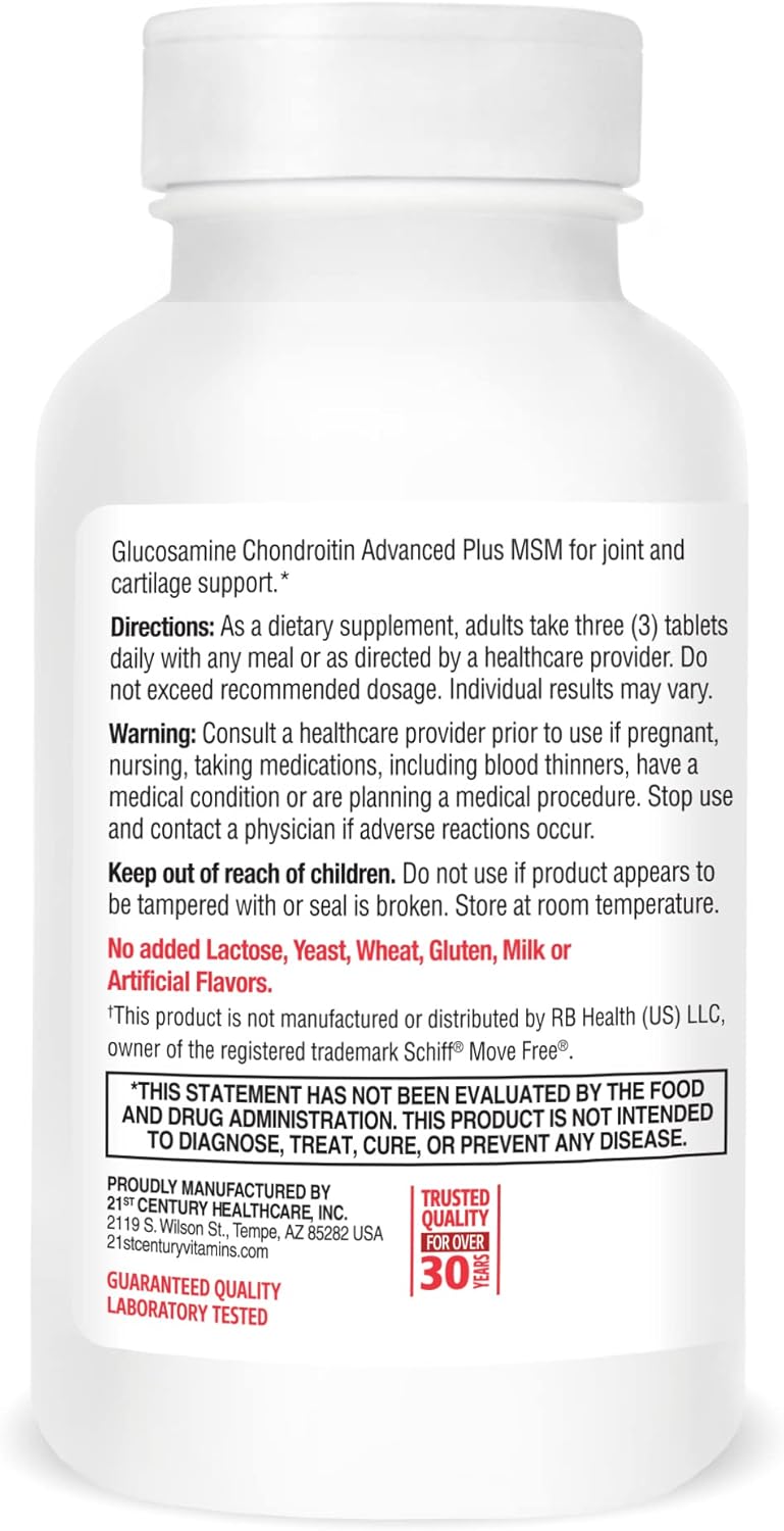 Glucosamine Chondroitin Advanced Supplement for Joint Health - 120 Tablets in 21st Century Healthcare (27291)