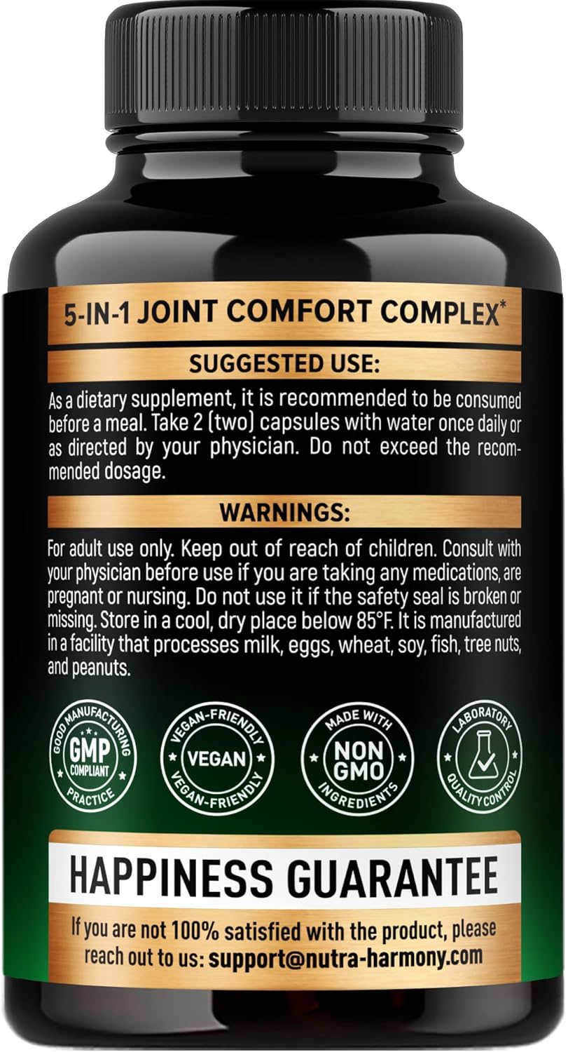 Glucosamine Chondroitin & Boswellia Extract Capsules by NUTRAHARMONY - Joint Support Supplement