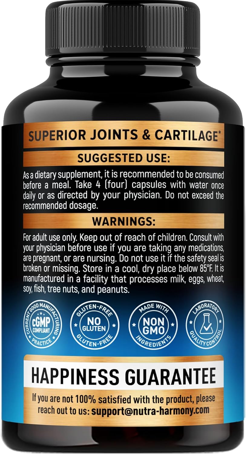 Glucosamine Chondroitin & Boswellia Extract Capsules by NUTRAHARMONY - Joint Support Supplement