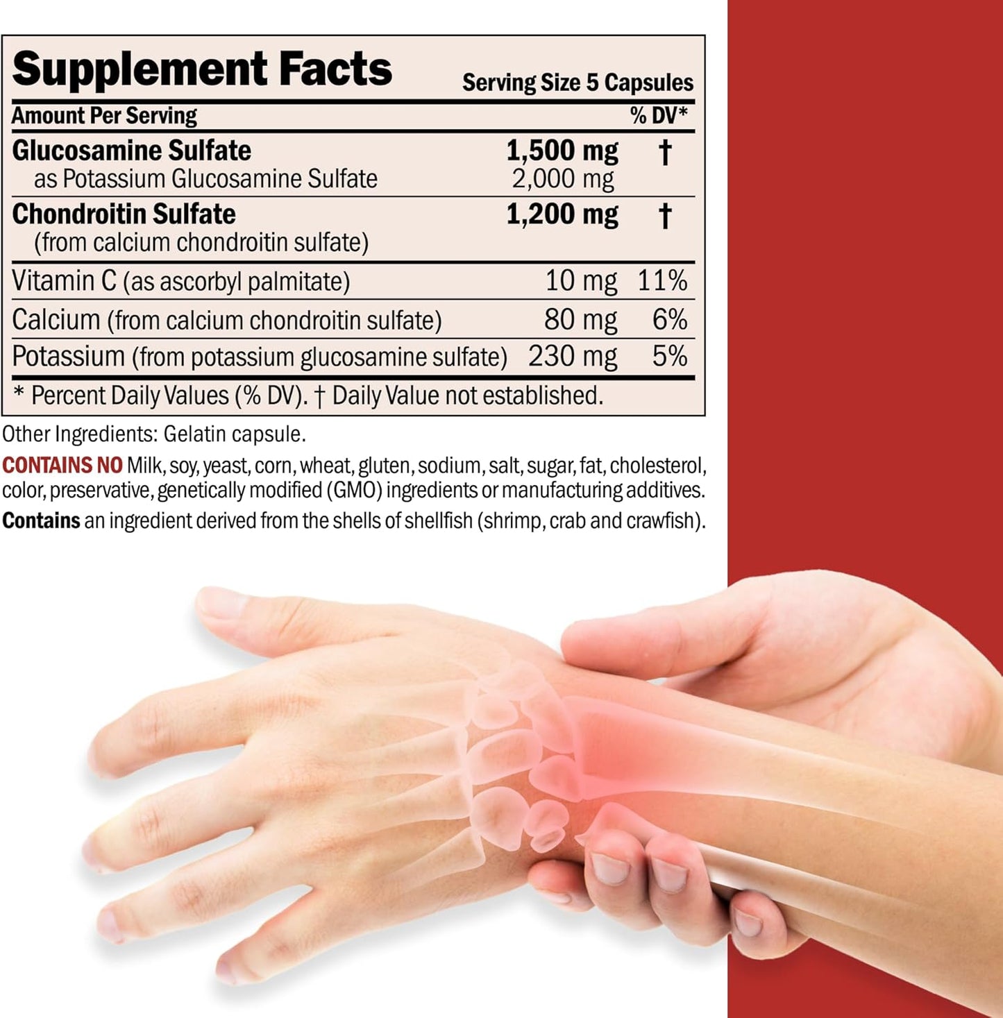Glucosamine Chondroitin Capsules - 100% Sulfate Form, Research-Backed Ingredients for Healthy Joint Tissue Support