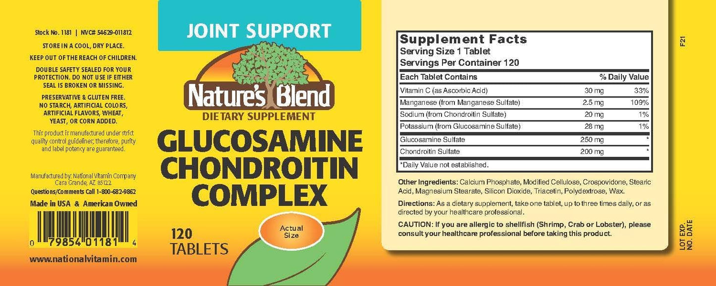 Glucosamine Chondroitin Complex 120 Tablets by Nature's Blend