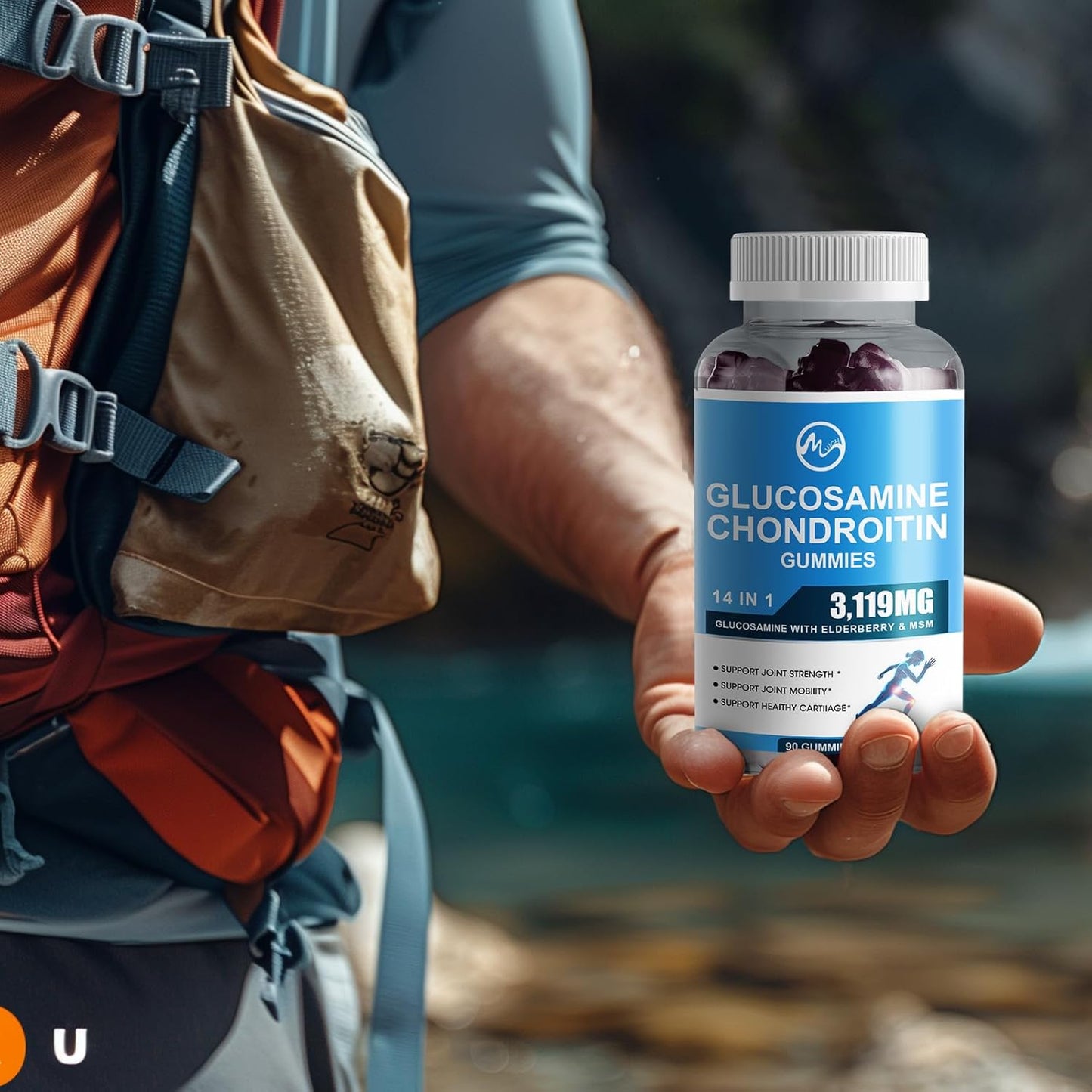 Glucosamine Chondroitin Gummies, 1500mg Glucosamine & 1000mg MSM, Joint Support for Adults, Elderberry Flavor, 90 Servings x 2 Pack