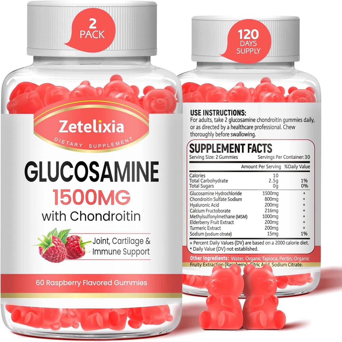 Glucosamine Chondroitin Gummies with MSM, Turmeric - Joint Support Supplement for Men & Women - Promotes Cartilage Health, Mobility & Flexibility - 120 Count