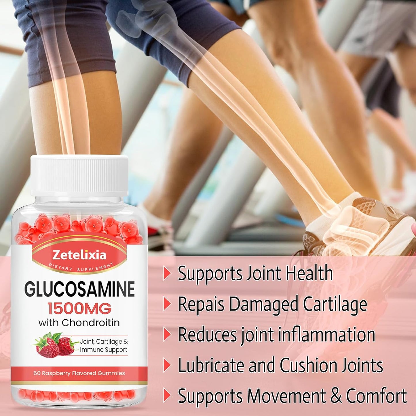 Glucosamine Chondroitin Gummies with MSM, Turmeric - Joint Support Supplement for Men & Women - Promotes Cartilage Health, Mobility & Flexibility - 120 Count