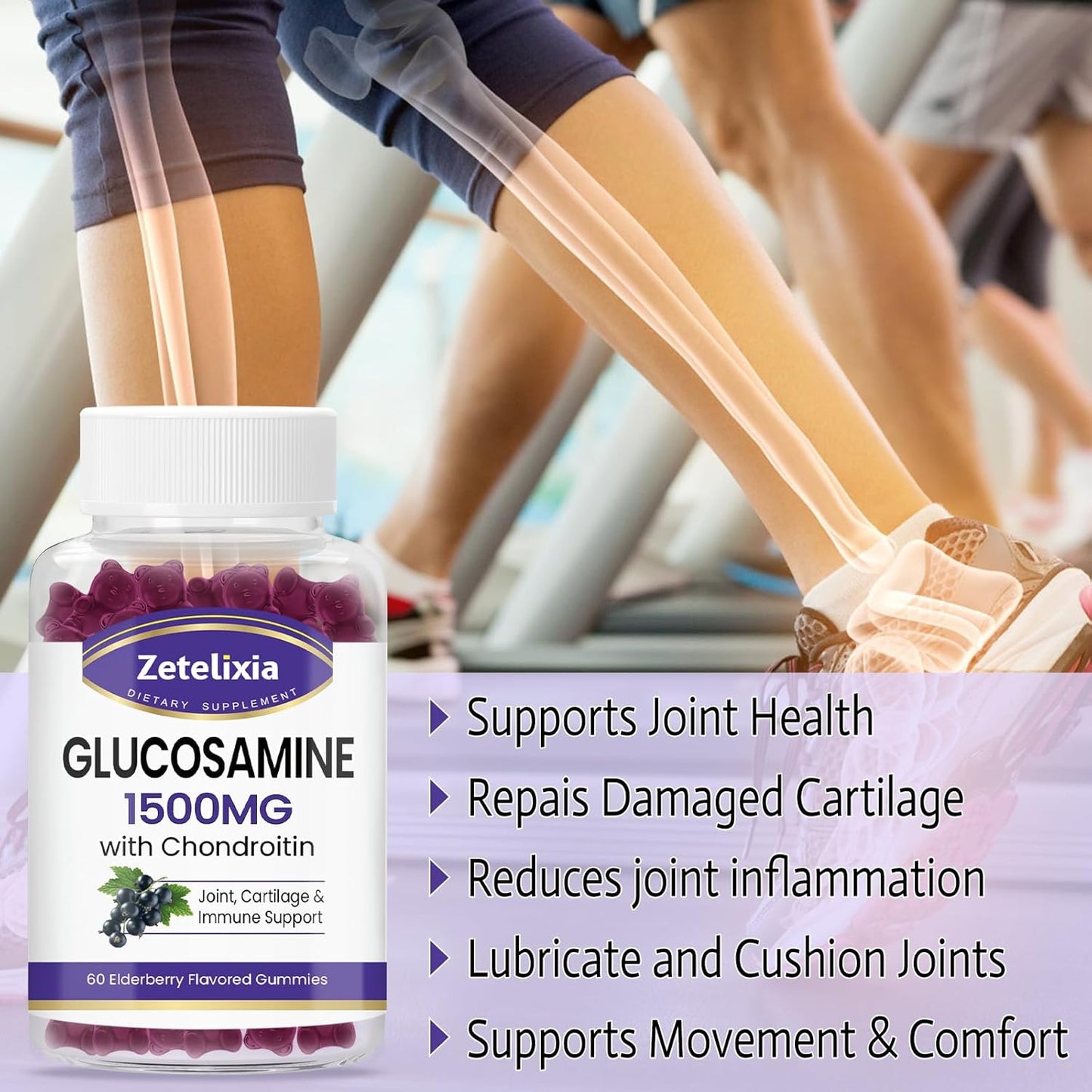 Glucosamine Chondroitin Gummies with MSM & Turmeric - Joint Support Supplement for Men & Women - 120 Count