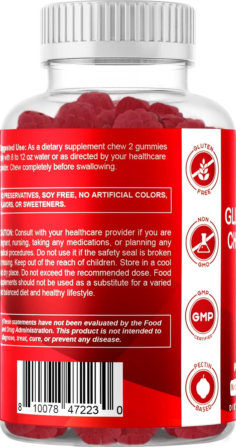 Glucosamine Chondroitin Gummies with MSM & Vitamin E for Joint Support - 60 Pectin Gummies