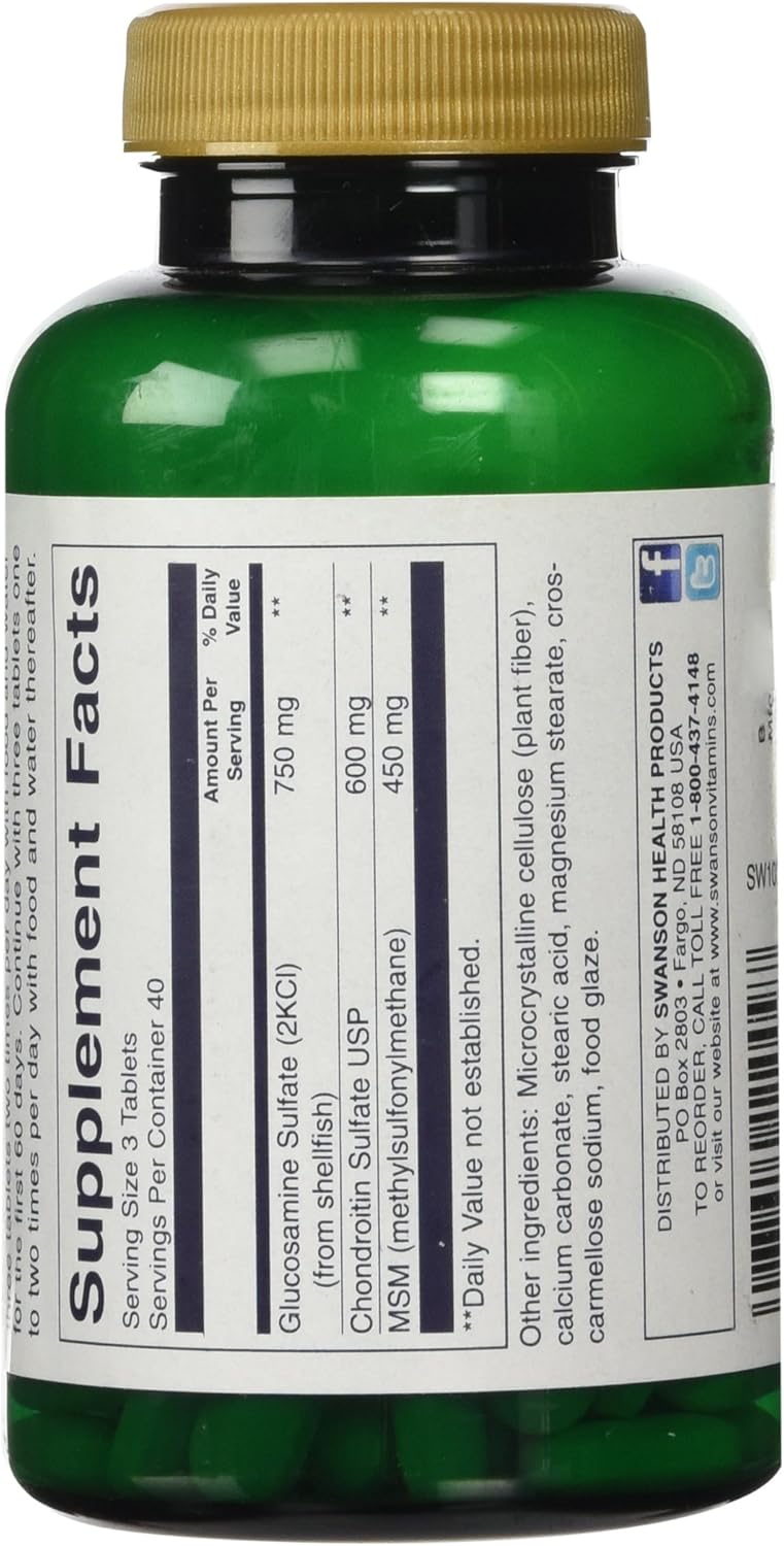Glucosamine, Chondroitin & MSM 120 Tablets by Swanson Health
