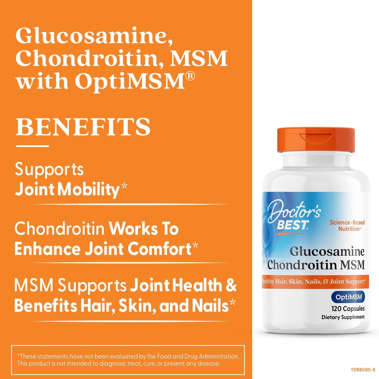Glucosamine Chondroitin MSM Capsules for Healthy Joints, 120 Count, Non-GMO & Gluten Free - Doctor's Best