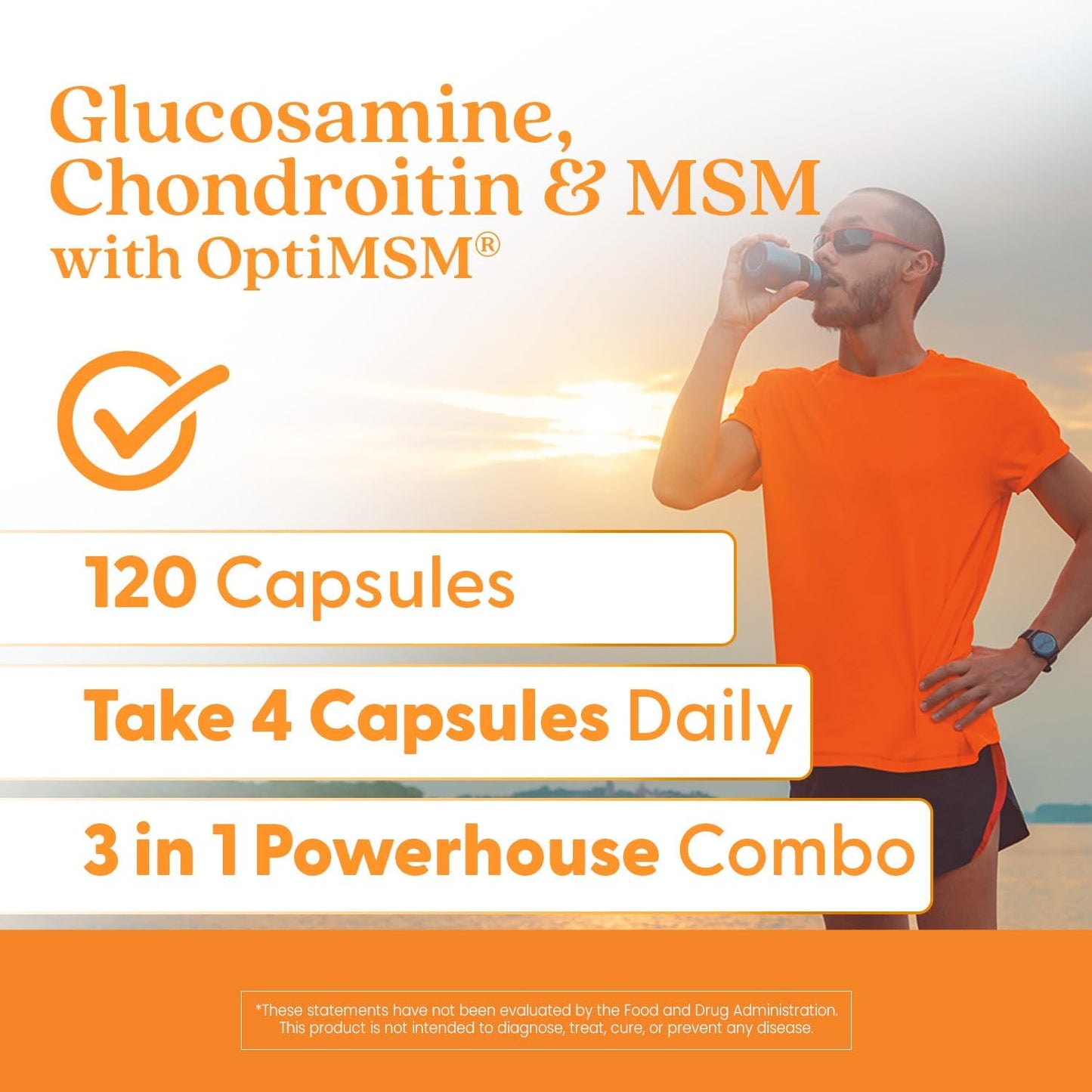 Glucosamine Chondroitin MSM Capsules for Healthy Joints, 120 Count, Non-GMO & Gluten Free - Doctor's Best
