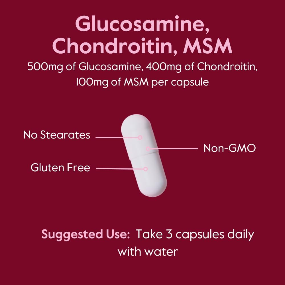 Glucosamine Chondroitin MSM Capsules for Joint Support - Maximum Strength Formula with OptiMSM - 480 Capsules - Non GMO & Gluten Free