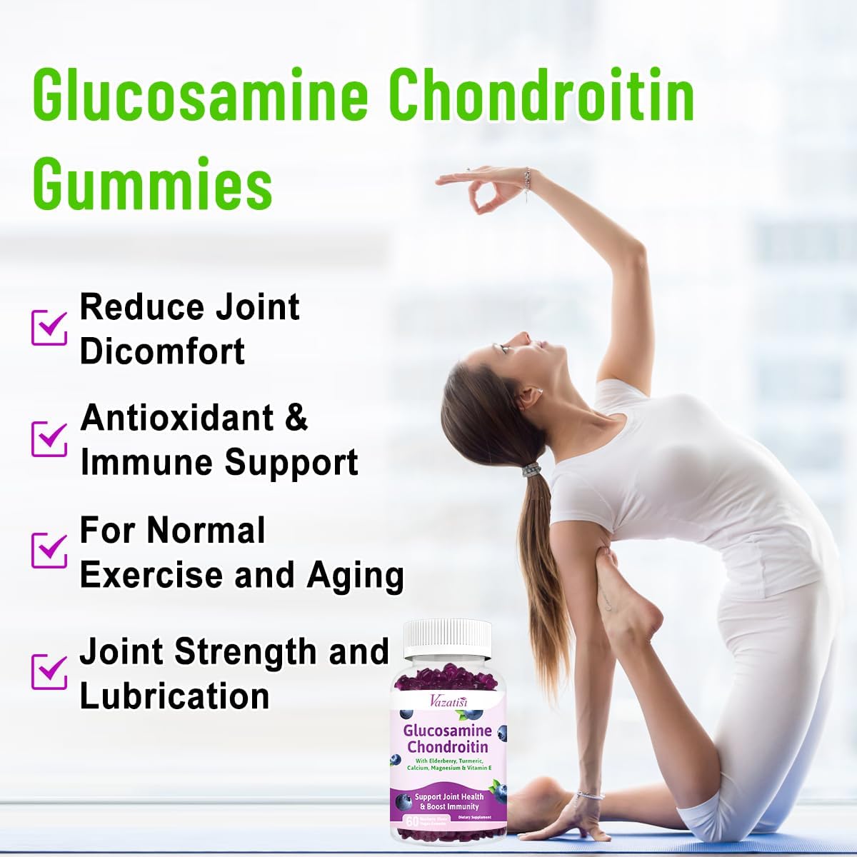 Glucosamine Chondroitin MSM Gummies with Turmeric & Boswellia - Joint Support for Men and Women - 120 Count