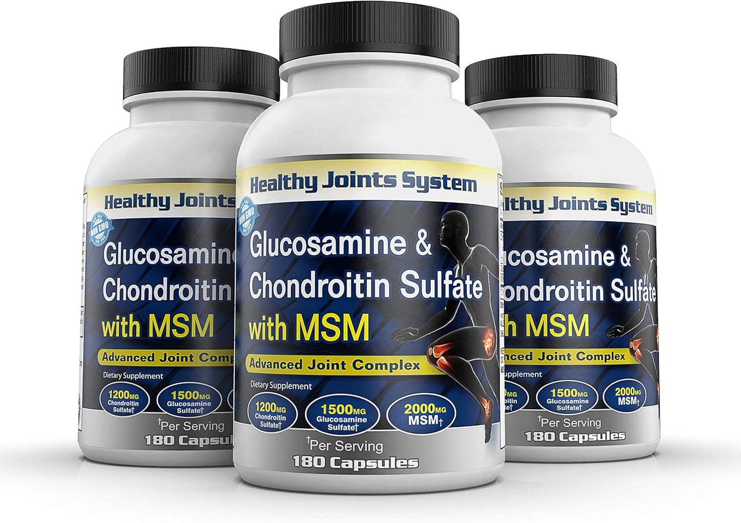 Glucosamine Chondroitin MSM Joint Supplements (120 Capsules) for Men & Women | Support Healthy Joints & Ease Discomfort in Back, Knee, Hands | Nutritional Complex